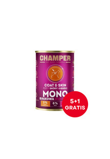 CHAMPER Coat Skin Wołowina monobiałkowa karma dla psa 6 x 400 g (5+1 GRTIS)