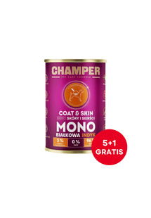 CHAMPER Coat Skin Indyk monobiałkowa karma dla psa 6 x 400 g (5+1 GRATIS)