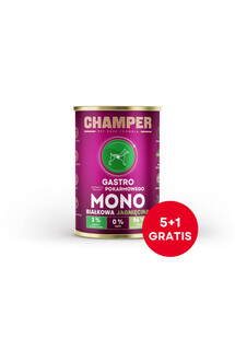 CHAMPER Gastro Jagnięcina monobiałkowa karma dla psa 6 x 400 g (5+1 GRATIS)