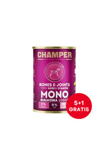 CHAMPER Bones Joints Łosoś monobiałkowa karma dla psa 6 x 400 g + (5+1 GRATIS)