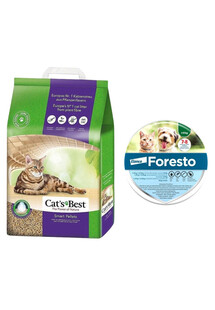 JRS Cat'S Best Smart Pellets 10 l (6 kg) + FORESTO Obroża dla kota i psa przeciw kleszczom i pchłom poniżej 8 kg