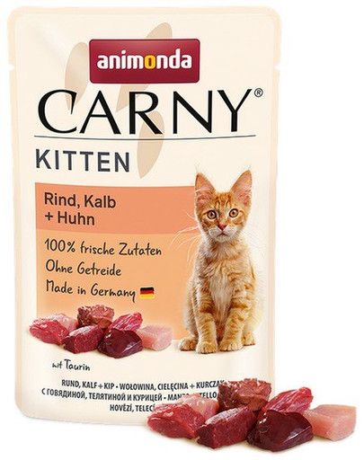 ANIMONDA Carny Kitten wołowina cielęcina kurczak 85 g Mokra karma dla kociąt