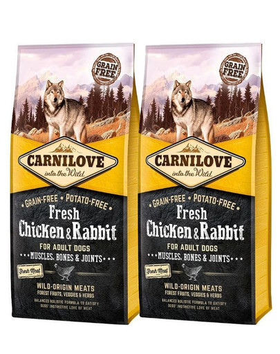 CCARNILOVE Adult fresh kurczak i królik 24 kg  zestaw (2 x 12 kg)