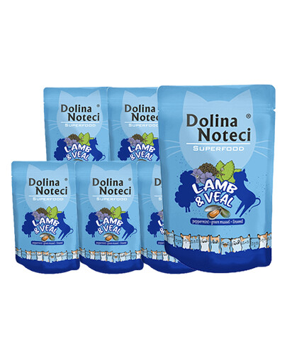 DOLINA NOTECI Superfood smak jagnięcina i cielęcina mokra karma dla kotów 10x85g