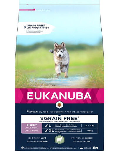 EUKANUBA Grain Free L Puppy 3 kg - sucha karma dla szczeniąt dużych ras z jagnięciną
