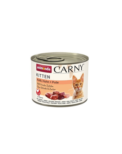 ANIMONDA Carny Kitten Veal Chicken andTurkey 200 g Mokra karma dla kociąt Cielęcina, kurczak i indyk