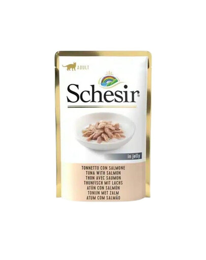SCHESIR Jelly Adult Tuna and Salmon z tuńczykiem i łososiem dla kotów w galaretce 85g