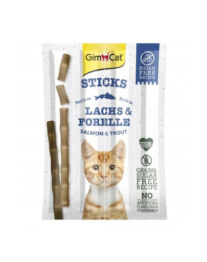 GIMCAT Salmon and Trout Sticks 4 szt. przysmaki z łososiem i pstrągiem dla kotów
