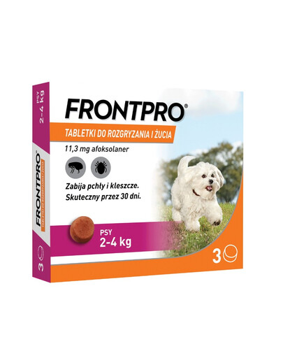 FRONTPRO 2-4 kg S 3 tabletki na kleszcze i pchły do żucia dla psów