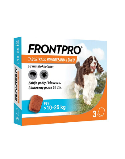 FRONTPRO >10-25 kg L 3 tabletki na kleszcze i pchły do żucia dla psów