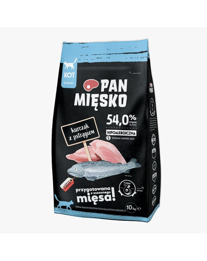 PAN MIĘSKO sucha karma Kurczak z pstrągiem S 10 kg