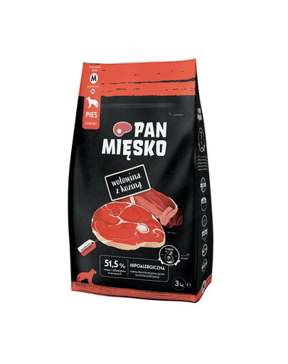PAN MIĘSKO sucha karma dla psa  Wołowina z koziną M 3 kg