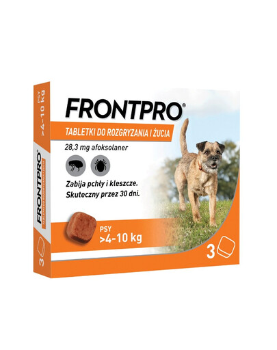 FRONTPRO >4-10 kg M 3 tabletki na kleszcze i pchły do żucia dla psów