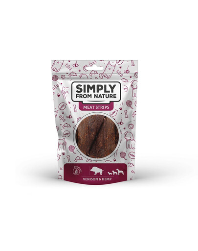SIMPLY FROM NATURE Meat Strips - Mięsne paski dla psów z dziczyzną i konopiami, 80 g
