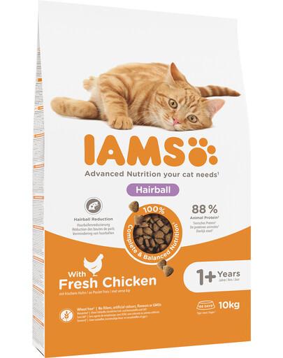 IAMS for Vitality dla kotów z problemem kul włosowych ze świeżym kurczakiem 10 kg