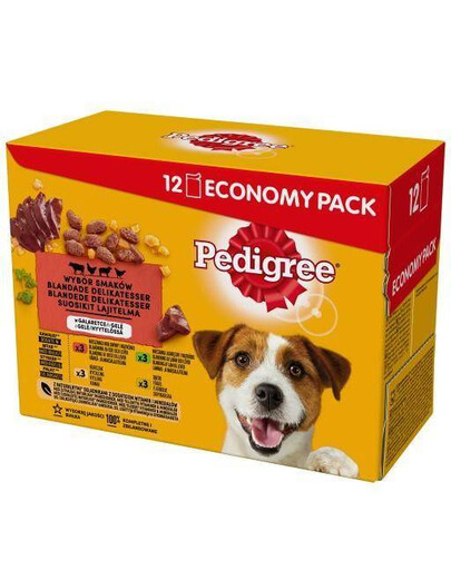 PEDIGREE Adult Wybór smaków 12x100 g Mokra karma dla psów mix smaków w galaretce