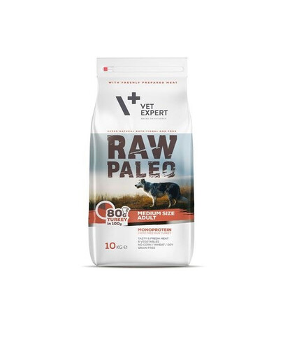 Vet Expert Raw Paleo Medium Size Adult Turkey 10 kg - sucha karma dla dorosłych psów średnich ras indyk 10kg