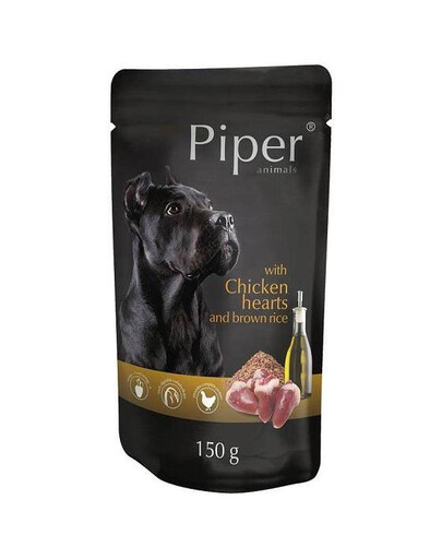 Piper z sercami z kurczaka i ryżem brązowym 150 g - mokra karma dla dorosłych psów wszystkich ras, 150g