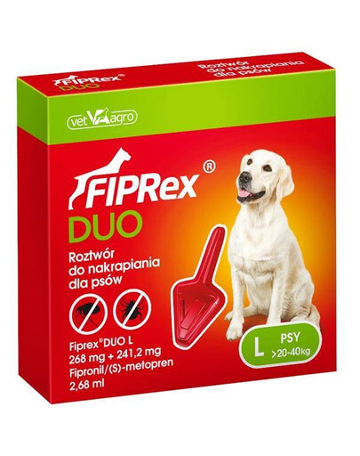VET-ARGO FIPREX DUO przeciwko pchłom i kleszczom pies L 20-40kg 1 x pipeta x 2,68ml