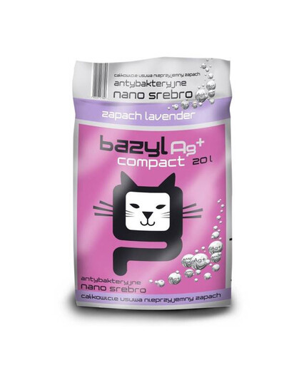 Bazyl Ag+ Compact Lavender 20L - żwirek dla kotów lawendowy, 20L