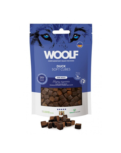 WOOLF Soft Cubes Duck miękkie kostki z kaczki dla psów 100g