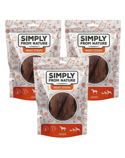 SIMPLY FROM NATURE Meat Strips - Mięsne paski dla psów z koniny, 3x80 g