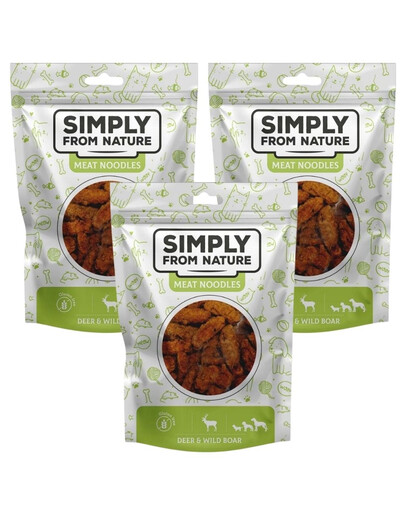 SIMPLY FROM NATURE Meat Noodles Mięsne kluski dla psów z jeleniem i dzikiem, 3x80 g
