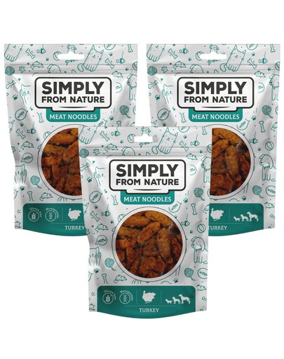 SIMPLY FROM NATURE Meat Noodles Mięsne kluski dla psów z indykiem, 3x80 g