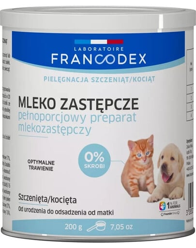 FRANCODEX Mleko zastępcze 200 g dla szczeniąt i kociąt