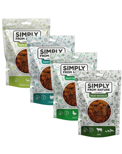 SIMPLY FROM NATURE Meat Noodles Mięsne kluski Mix smaków dla psów 4x80 g