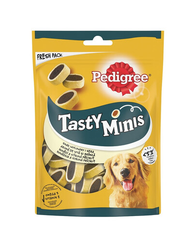 PEDIGREE Tasty Minis  przysmaki o smaku sera i wołowiny  dla psa 140 g