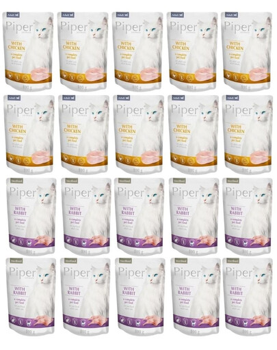 PIPER Animals Cat  karma mokra dla kota po sterylizacji  Mix smaków 20x100 g