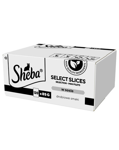 SHEBA Selection Select Slices Drobiowe Smaki w sosie 120x85 g z kaczką, kurczakiem, drobiem, kaczką i indykiem dla kotów