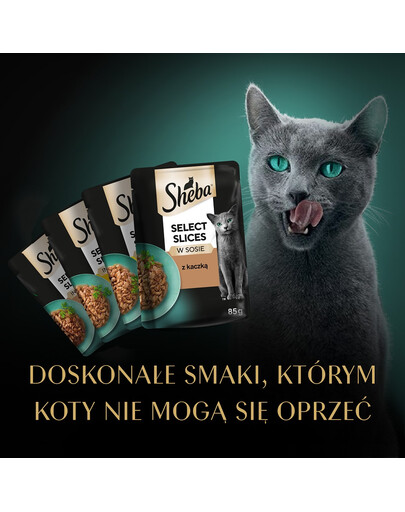 SHEBA Selection Select Slices Drobiowe Smaki w sosie 120x85 g z kaczką, kurczakiem, drobiem, kaczką i indykiem dla kotów