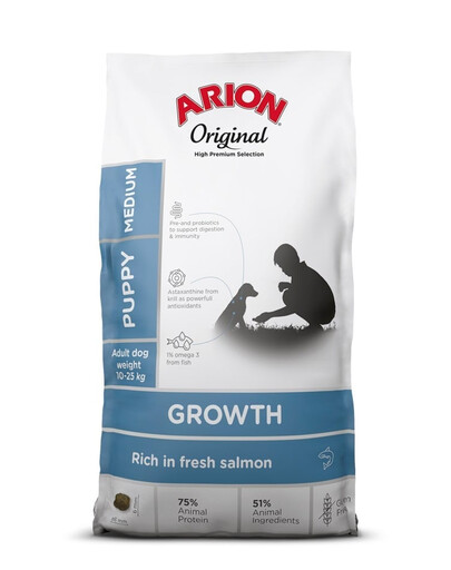 ARION Original Growth Puppy Medium dla szczeniąt średnich ras z łososiem 12 kg