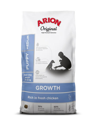 ARION Original Growth Puppy Medium dla szczeniąt ras średnich z kurczakiem 12 kg