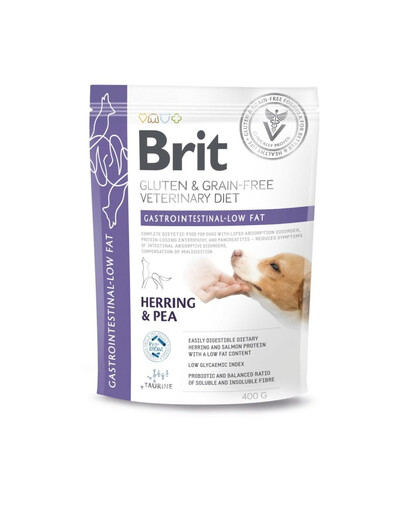BRIT Gluten and Grain Free Veterinary Diets Gastrointestinal Low Fat for Adult Dogs 400 g