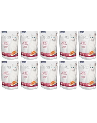 DOLINA NOTECI PIPER Animals Cat  mokra karma dla kota z łososiem  zestaw 10x100 g