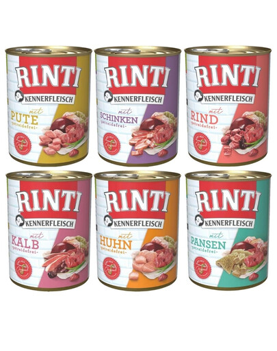 RINTI Kennerfleisch Mix smaków 6x800 g mokra karma dla dorosłych psów