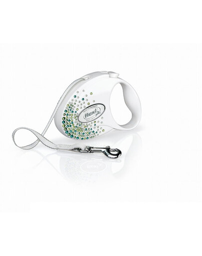 FLEXI Glam Splash Leaf smycz dla psa rozm. S taśma 3m biała