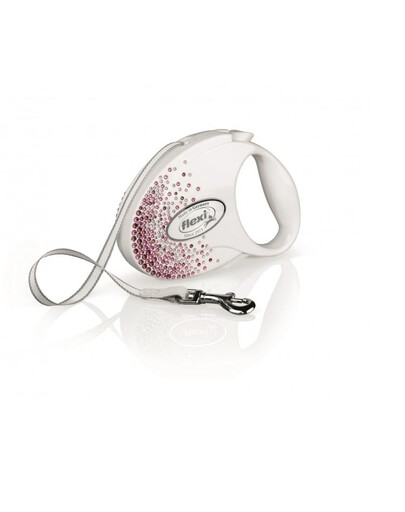 FLEXI Glam Splash Pink smycz dla psa rozm. M Taśma 5m biała