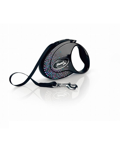 FLEXI Glam Splash Mystic smycz dla psa rozm. S taśma 3m czarna