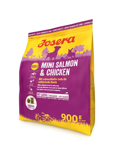 JOSERA Mini Salmon&Chicken ze smakowitym sosem dla małych psów 900g