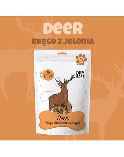 PAKA ZWIERZAKA PEPE Freeze-dried Jeleń 60g liofilizowane mięso dla psów i kotów