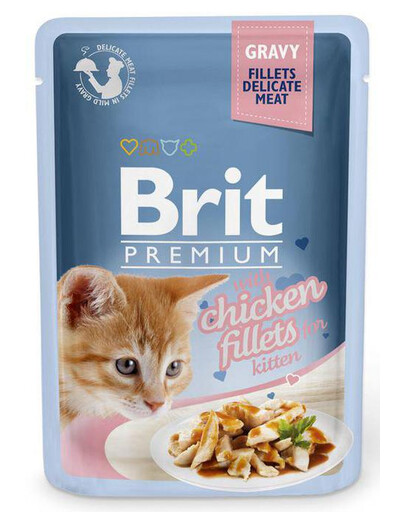 BRIT Premium Chiecken fillets in gravy fot kittens 24x85 g mokra karma z kurczakiem dla kociąt