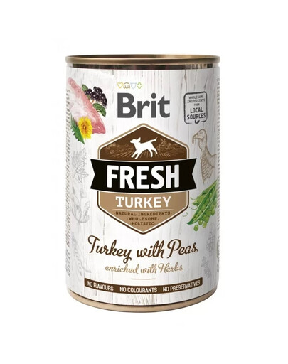 BRIT FRESH Turkey mokra karma z indykiem i groszkiem dla psów 400 g