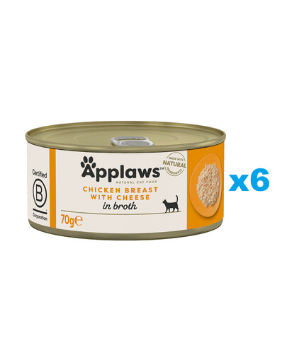 Applaws Natural Cat Food Chicken Cheese in Broth 6x70 g mokra karma dla kotów kurczak z serem w bulionie