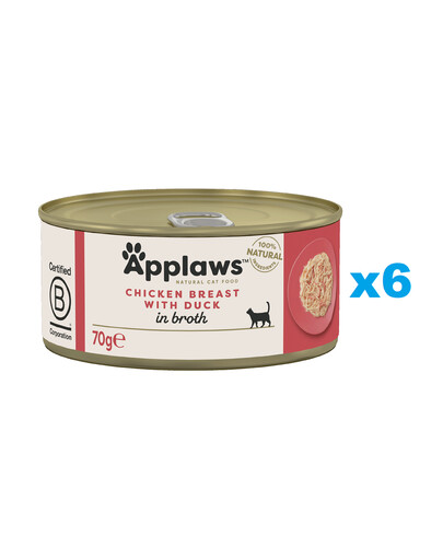 Applaws Natural Cat Food Chicken Breast with Duck 6x70 g mokra karma dla kotów kurczak z indykiem