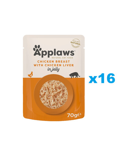 APPLAWS Natural Cat Food Pouch Chicken Breast with Liver in Jelly 16x70 g kurczak i wątróbka w galarecie dla kotów