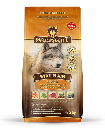 WOLFSBLUT Wide Plain Senior 12,5 kg karma z koniną i słodkimi ziemniakami dla starszych psów alergików